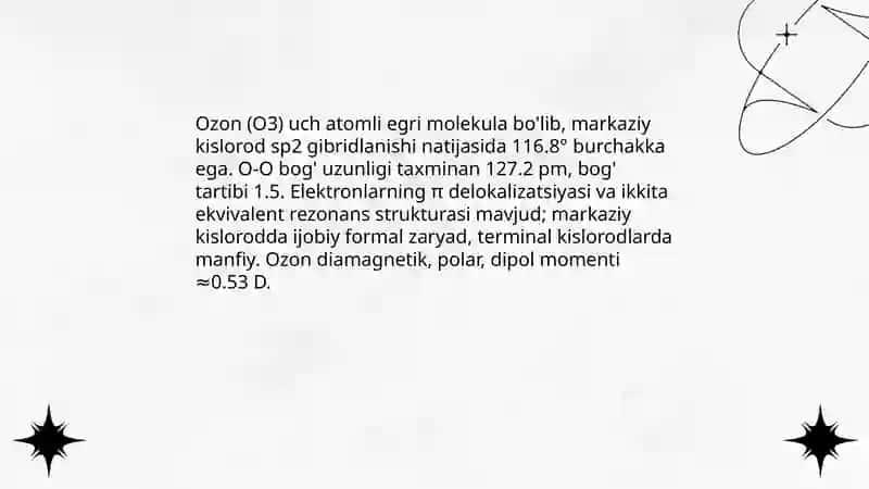 Kislorod va ozonning fizik va kimyoviy xossalari 4
