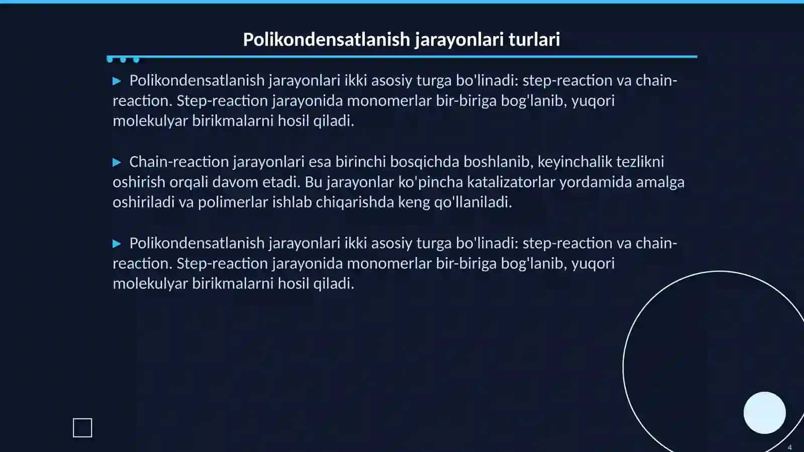 Polikondensatlanish reaksiyalari 4