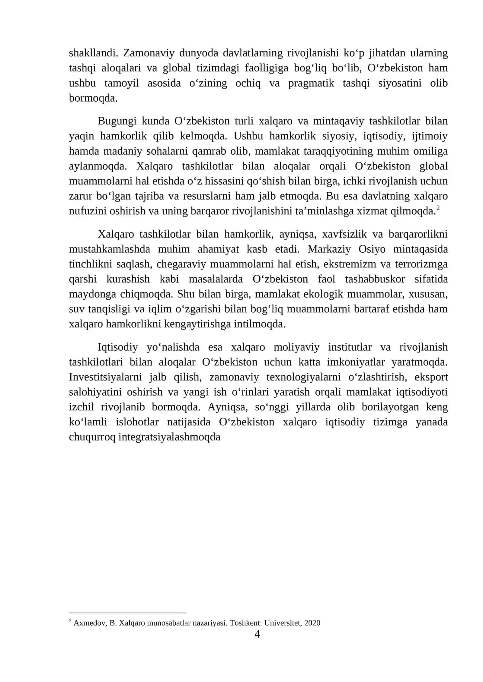 O‘zbekistonning xalqaro tashkilotlar bilan hamkorlik aloqalari 4