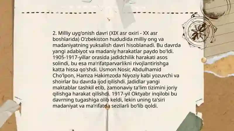 XVIII-XIX asrlarda madaniy taraqqiyot va uning o‘ziga xos xususiyatlari 4