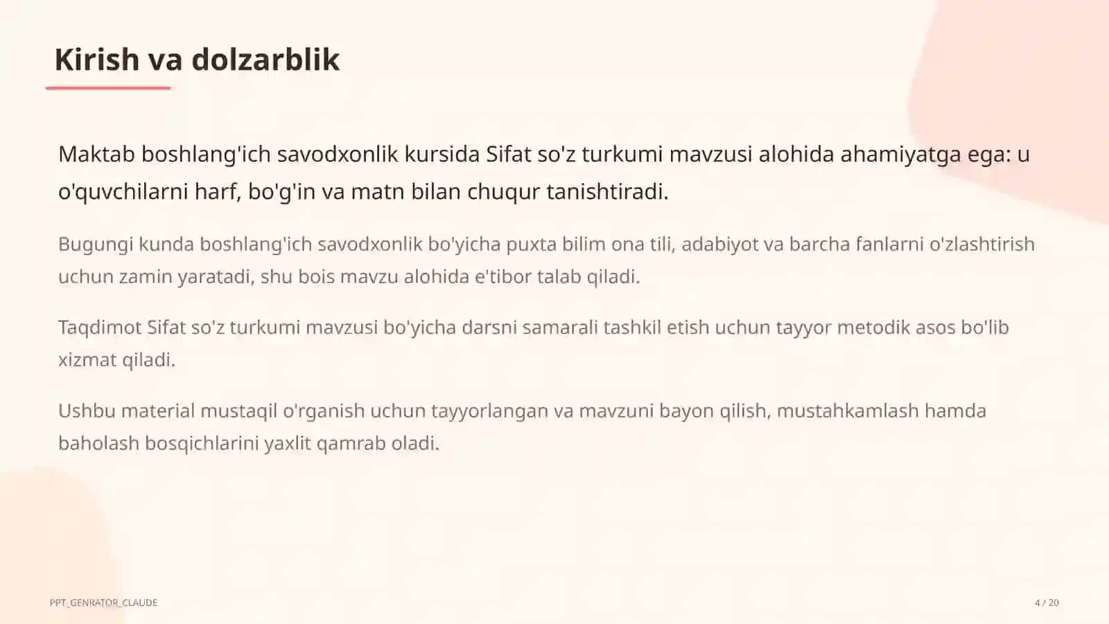 Sifat so'z turkumi (3-sinf) 4