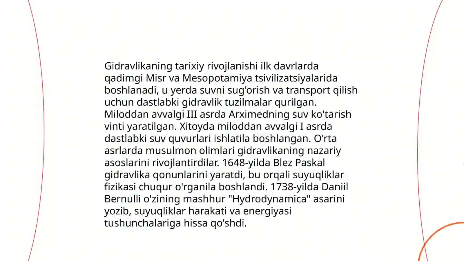 Gidravlika Fani Tarkibi, Tarixi va Taraqqiyoti 4