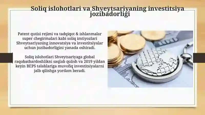 Global iqtisodiy rivojlanish davrida Shveysariya soliq tizimining ahamiyatli jihatlari 4