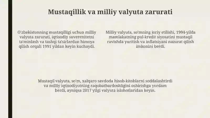 O'zbekistonda milliy valyutaning muomalaga kiritilishi 4