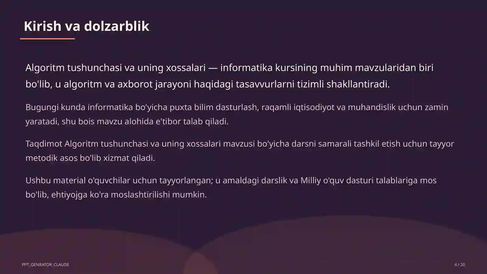 Algoritm tushunchasi va uning xossalari (6-sinf) 4