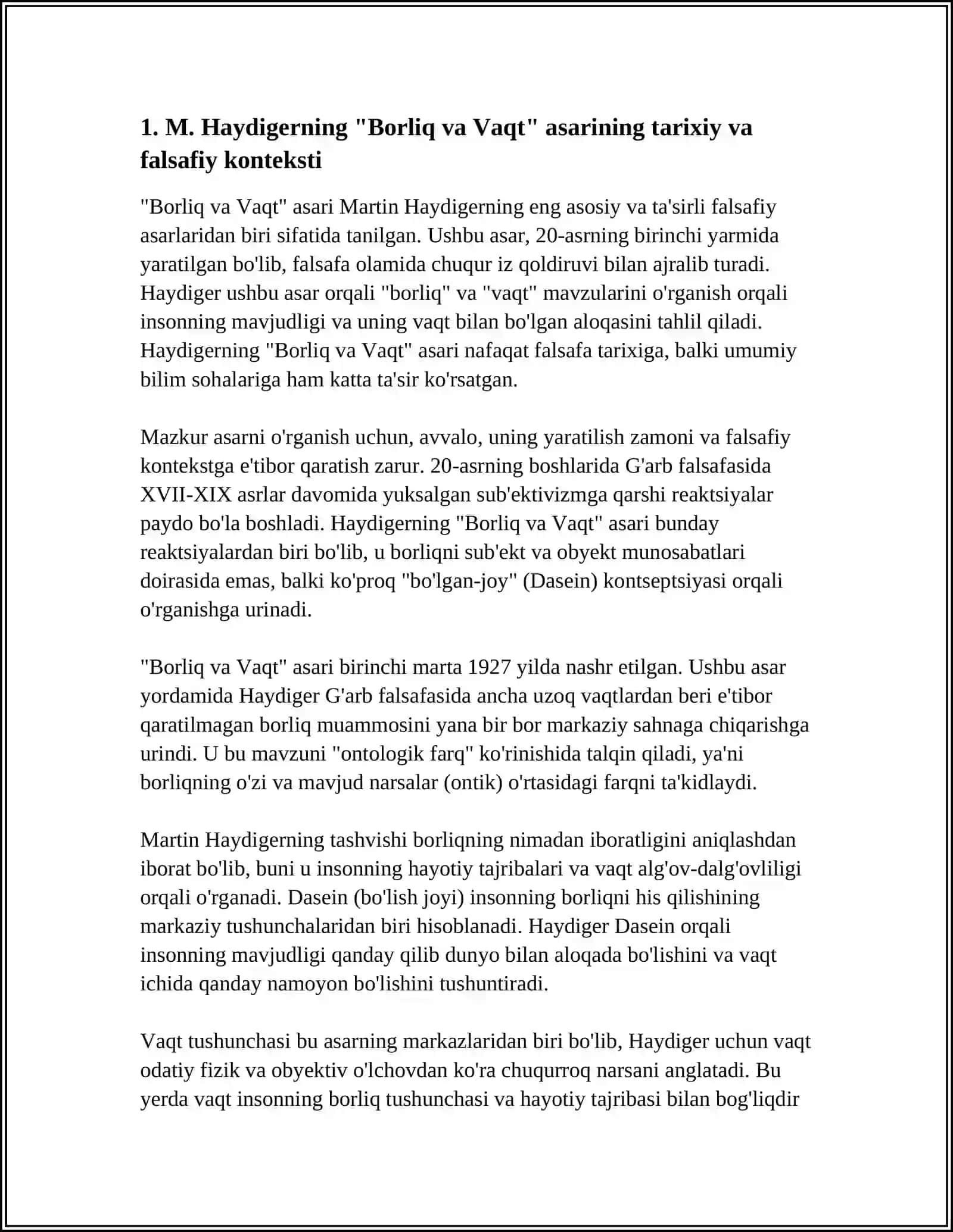 M.HAYDIGERNING "BORLIQ VA VAQT" ASARINI FALSAFIY TAHLIL QILISH 4