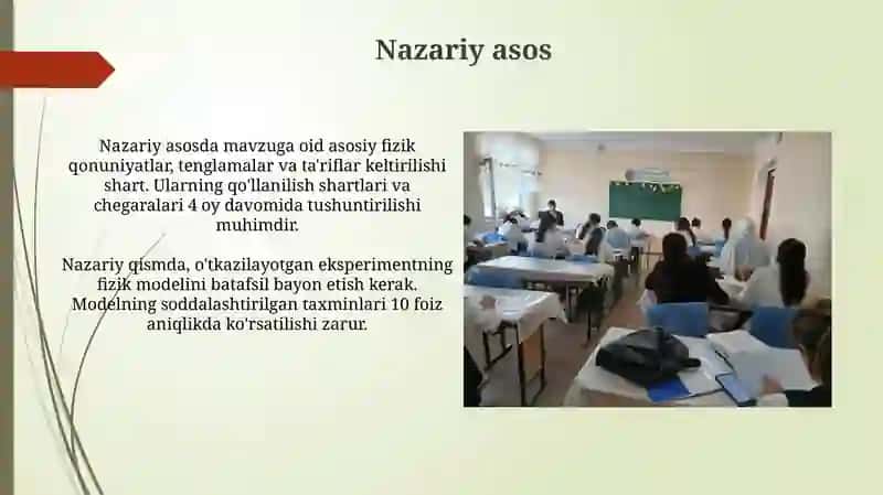 4oylik amaliyot uchun fizika fanidan hisobot tayyorlash 4