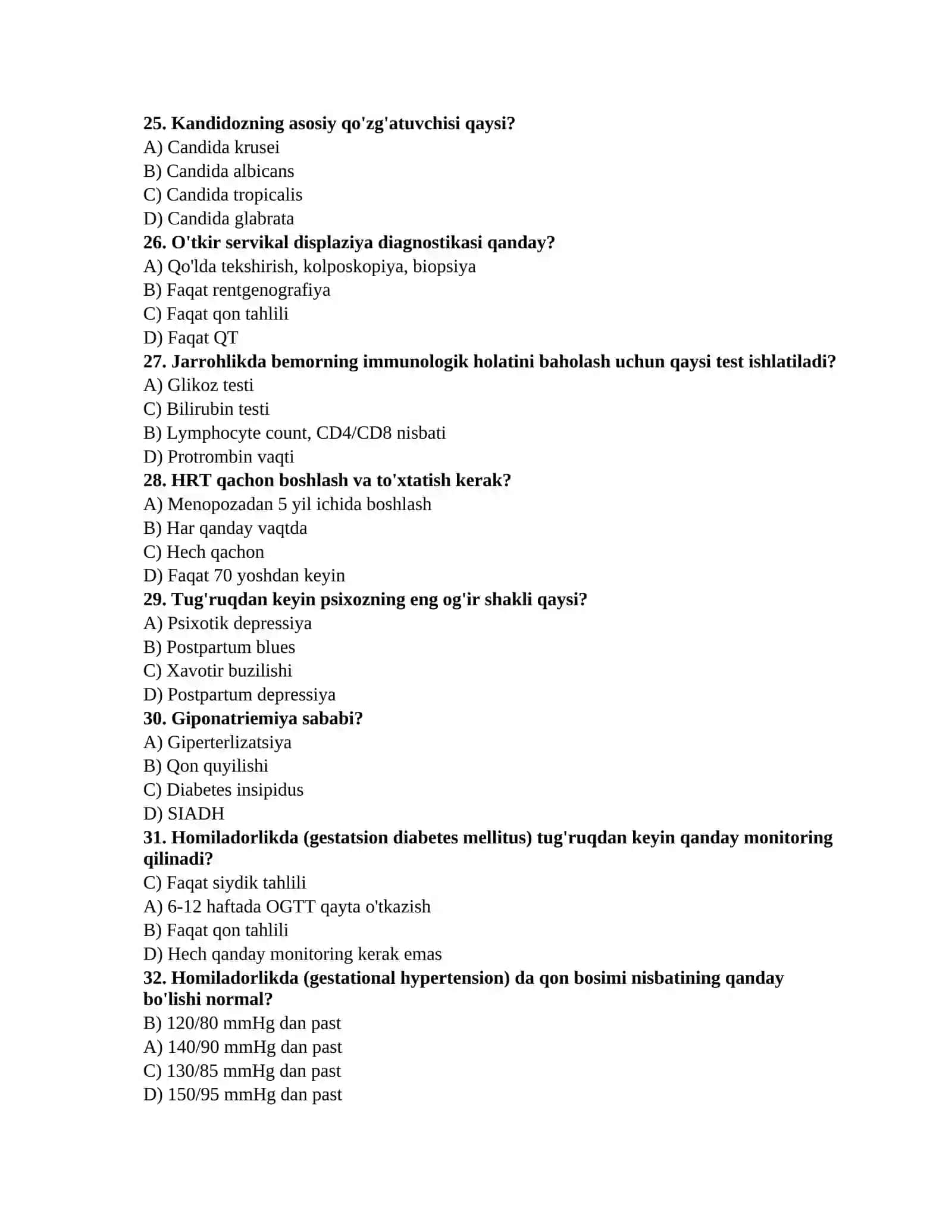 Tibbiyot fani testlari 4