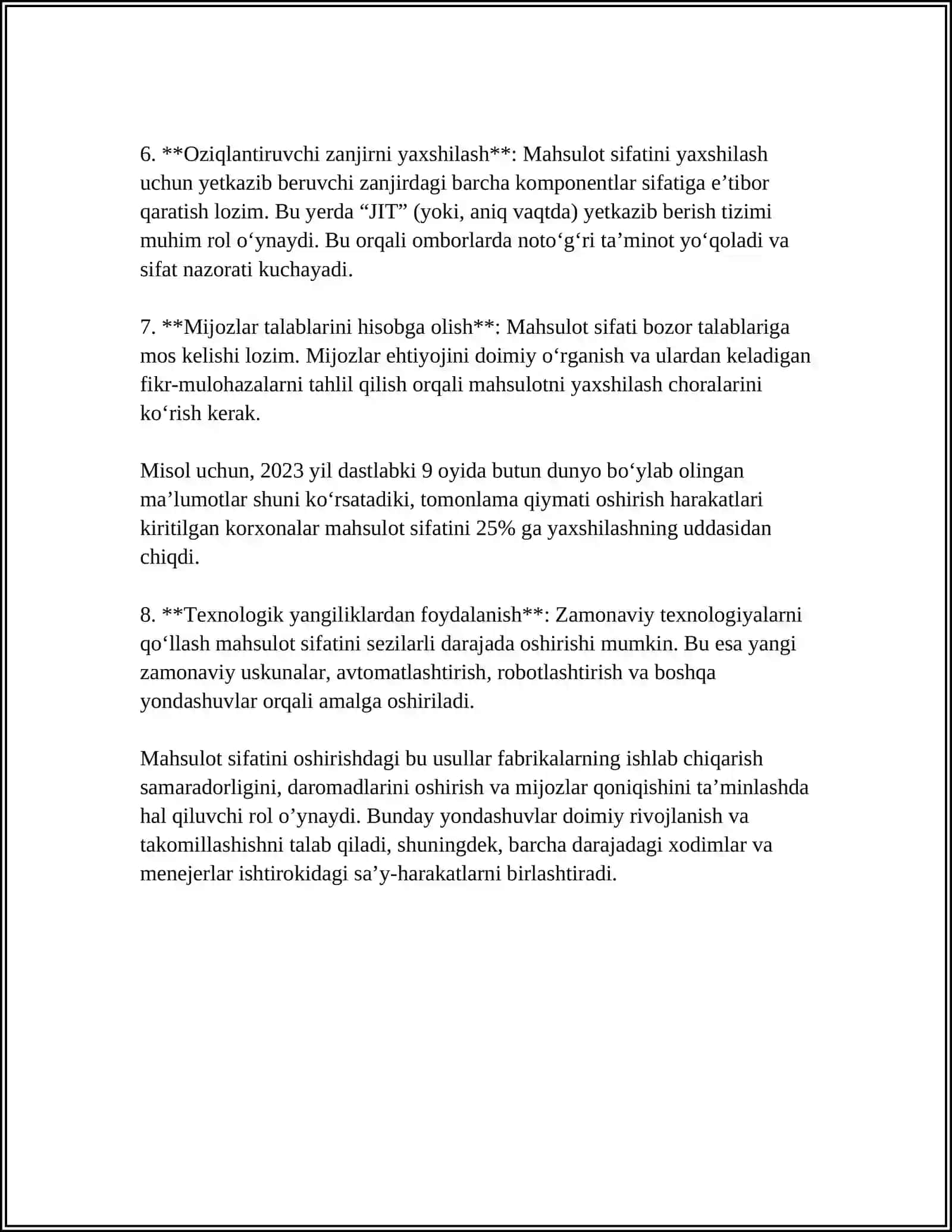 MAHSULOT SIFATINI TA'MINLOVEHI SABABIY MUNOSABATLAR. MAHSULOT SIFATINI TAHLIL GILISHNING TARKIBI 4