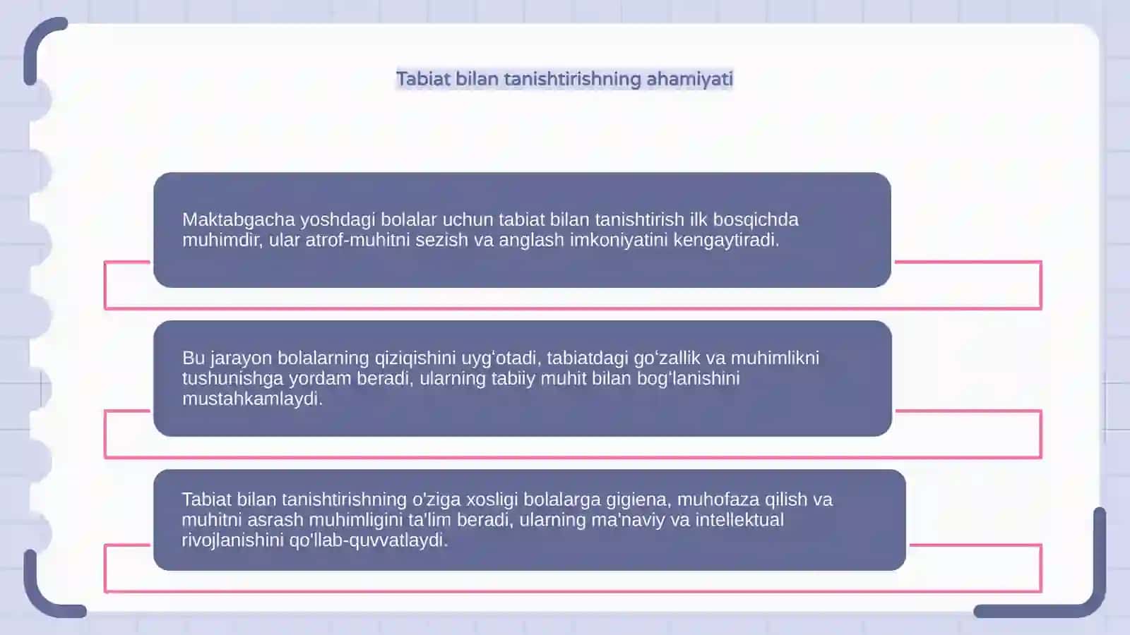 Maktabgacha yoshdagi bolalarning tabiat bilan tanishtirishning ilk shakllari va o'ziga xosligi 4