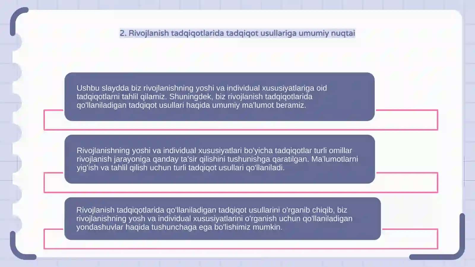 Rivojlanishning yoshga va individual xususiyatlariga oid tadqiqotlar tahlili 4