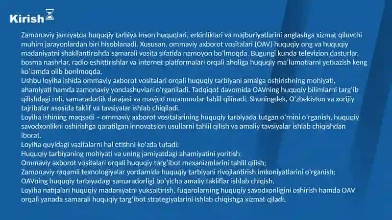 Ommaviy axborot vositalari orqali huquqiy tarbiyani olib borish 4