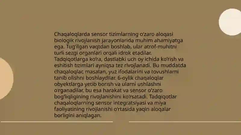 Chaqaloqlik davrida sensor, perseptiv hamda kognitiv rivojlanish psixodiagnostik jihatlari 4