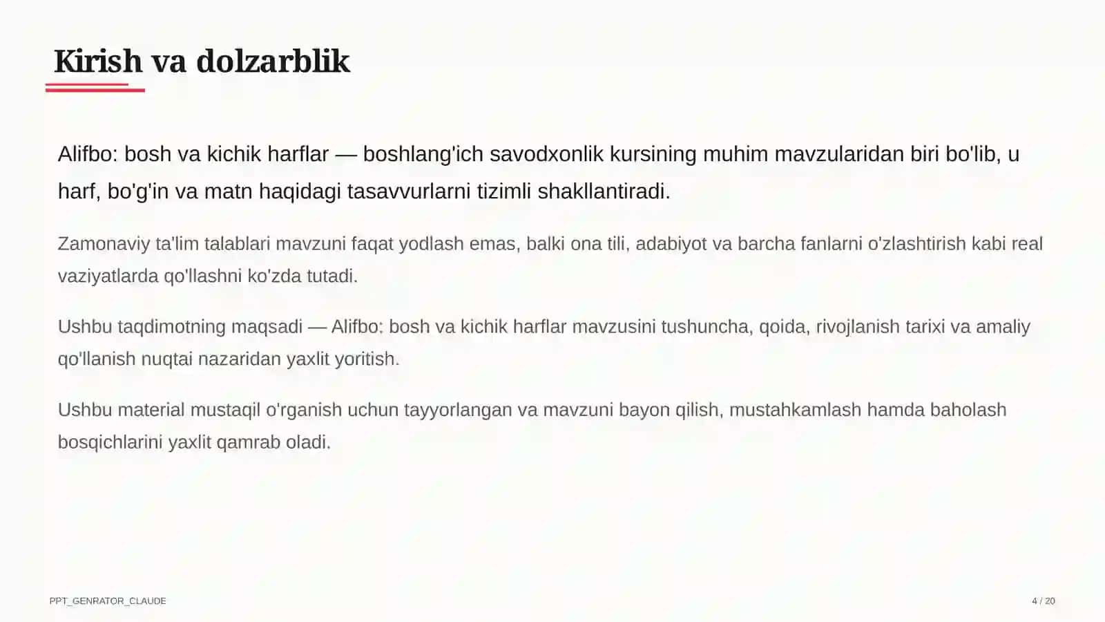 Alifbo: bosh va kichik harflar (1-sinf) 4
