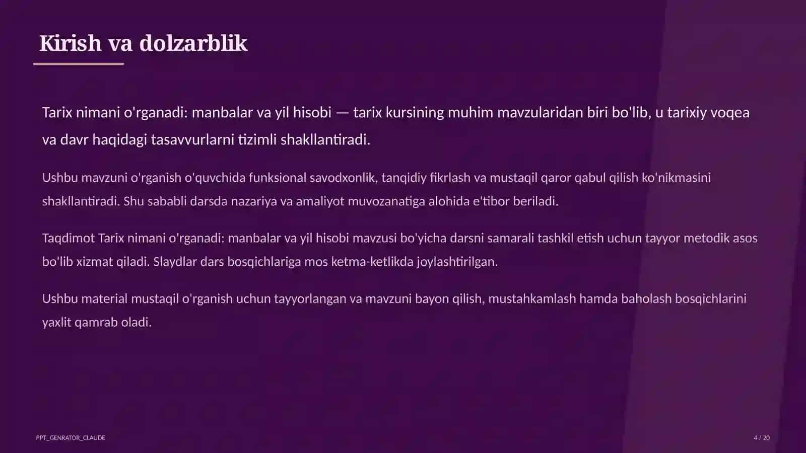 Tarix nimani o'rganadi: manbalar va yil hisobi (5-sinf) 4