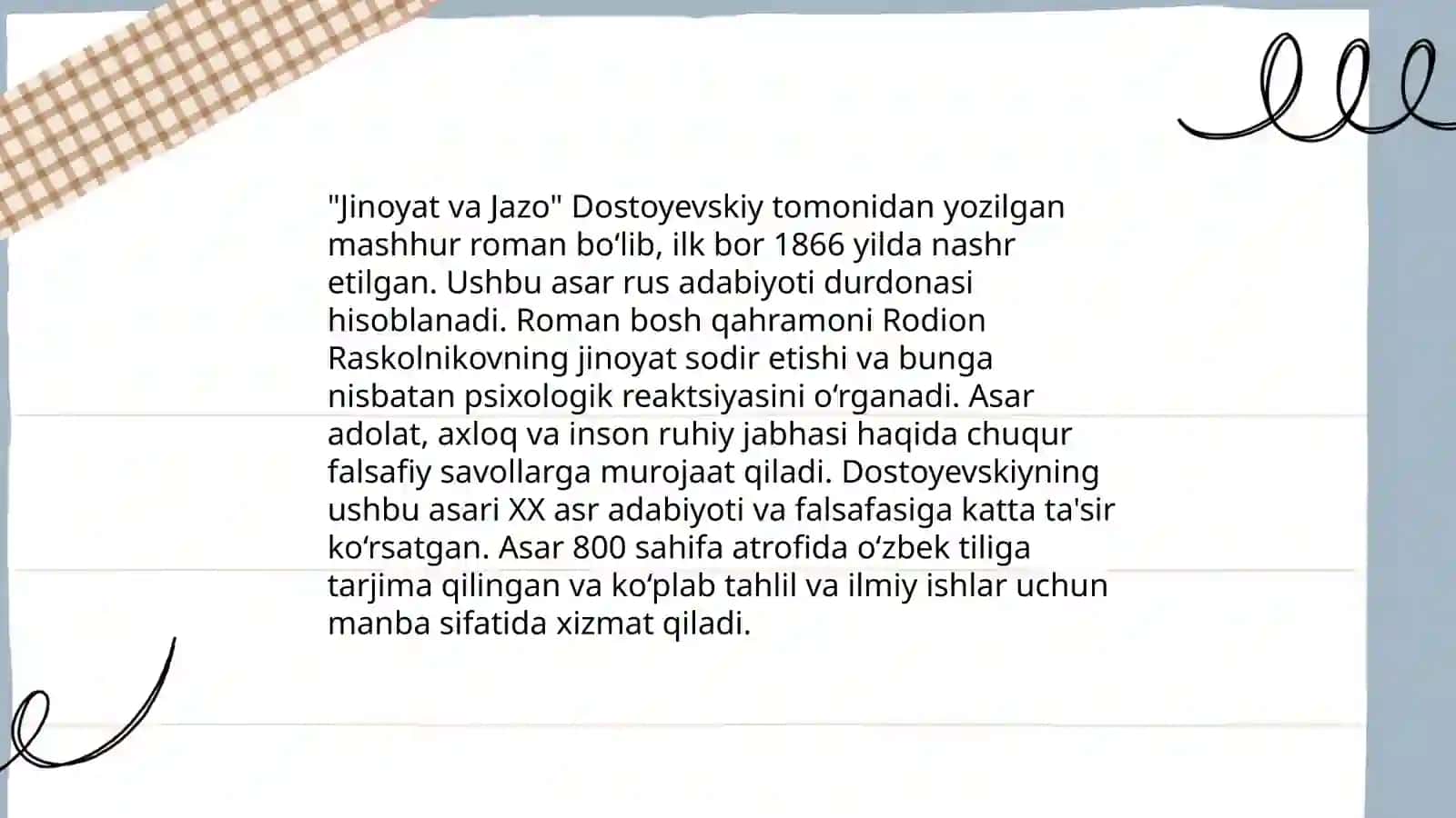 Fyodor Dostoyevskiy – romannavis 4