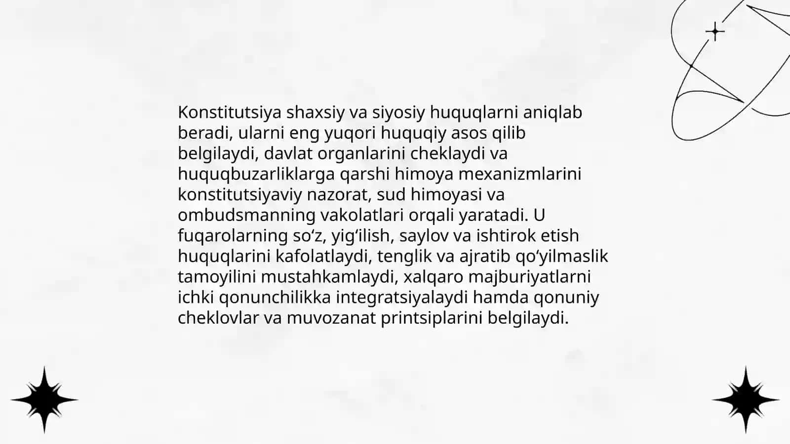 Shaxsiy va siyosiy huquqlarni konstitutsiyaviy kafolatlash tushunchasi va uning ahamiyati 4