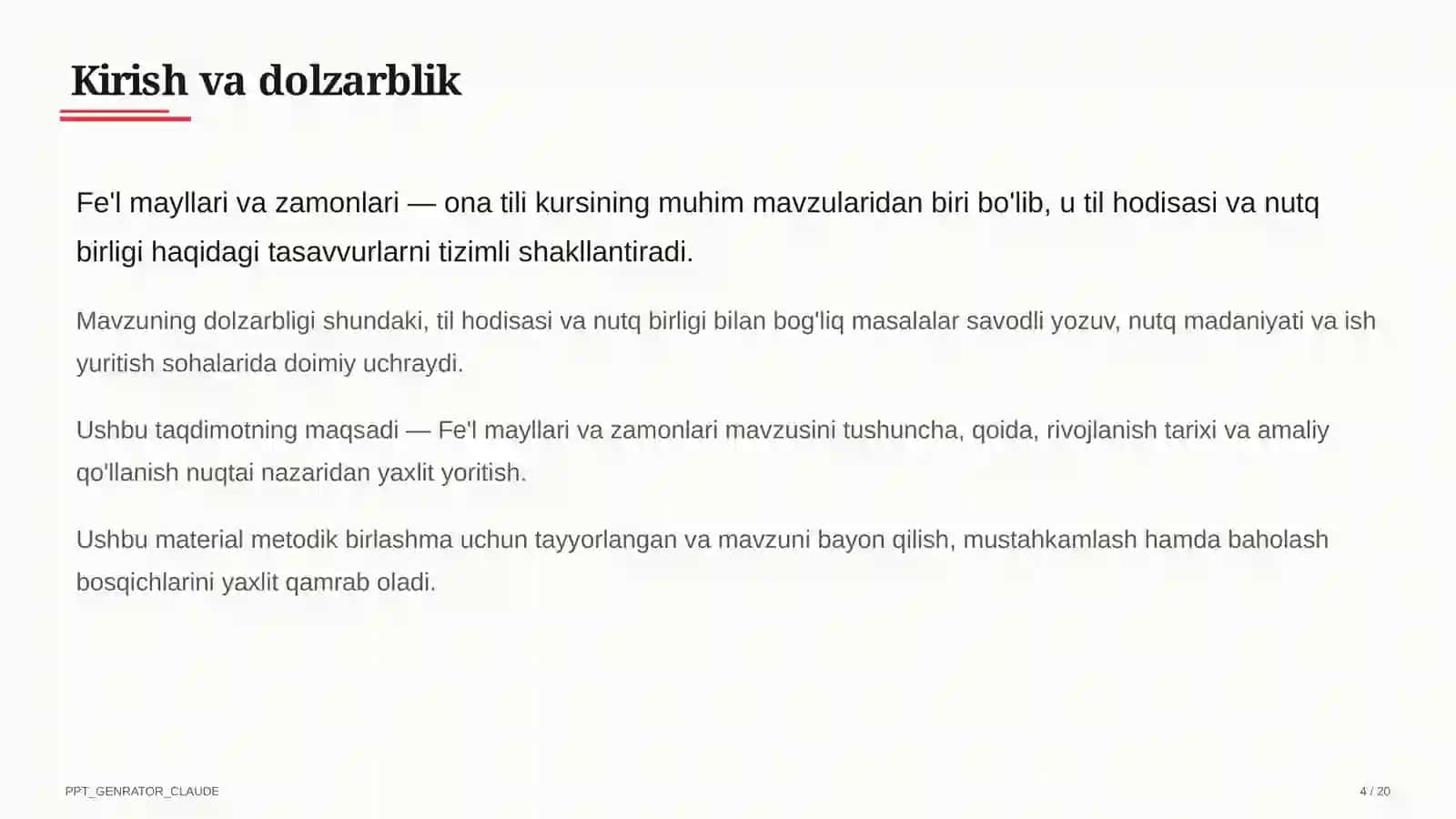 Fe'l mayllari va zamonlari (7-sinf) 4