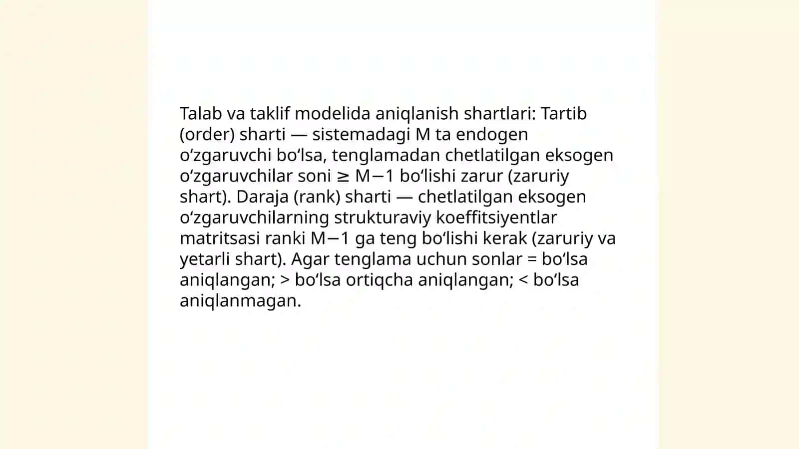 Mahsulotga bo'lgan talab va taklifning ekonometrik modellarini tuzish 4