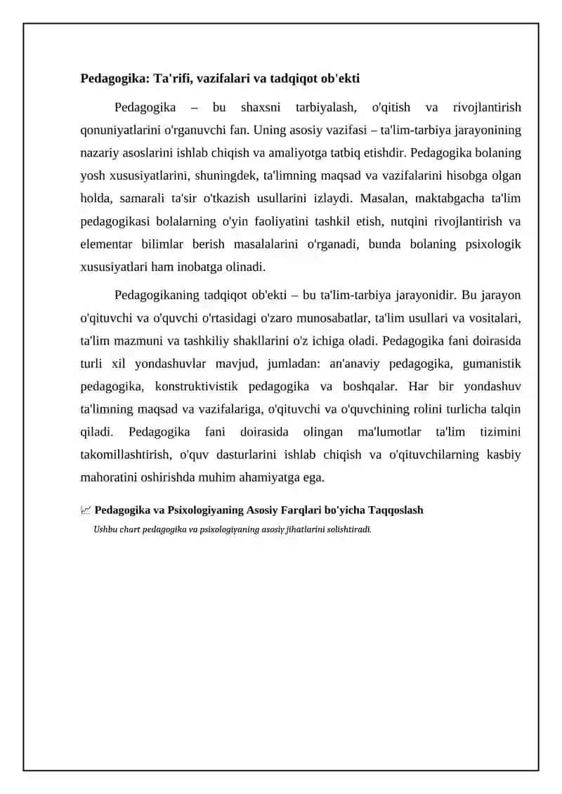 Pedagogika va Psixologiya: Farqlar va O'zaro Bog'liqlik 4