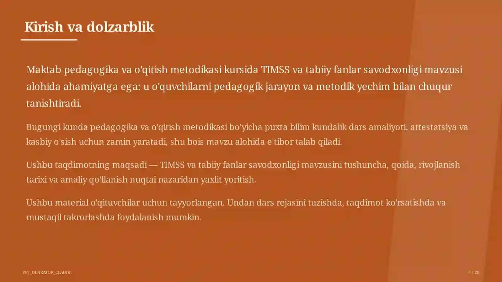 TIMSS va tabiiy fanlar savodxonligi 4