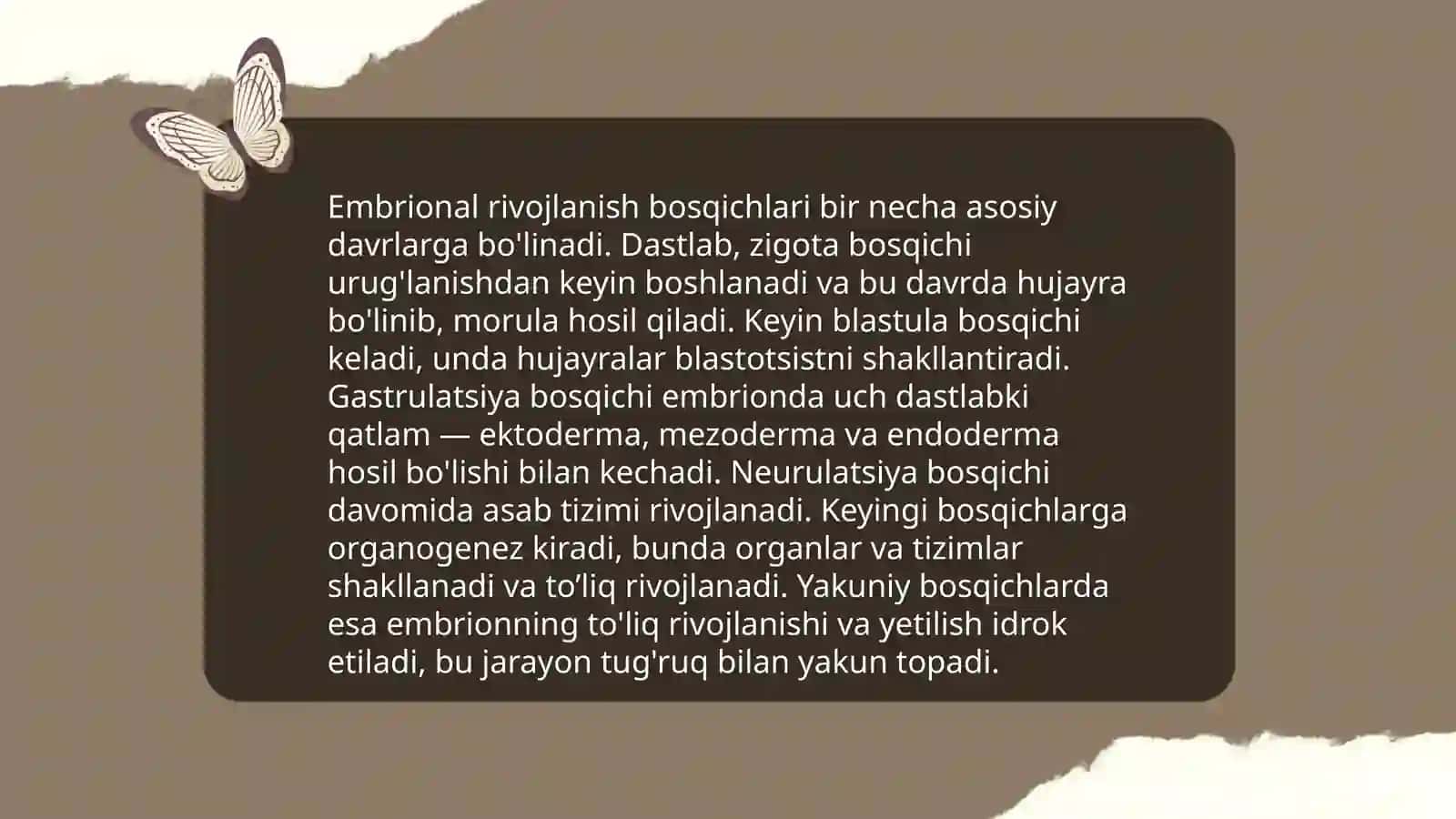 Organizmlarning kopayishi.Embrional rivojlanishning umumiy qonuniyatlari 4