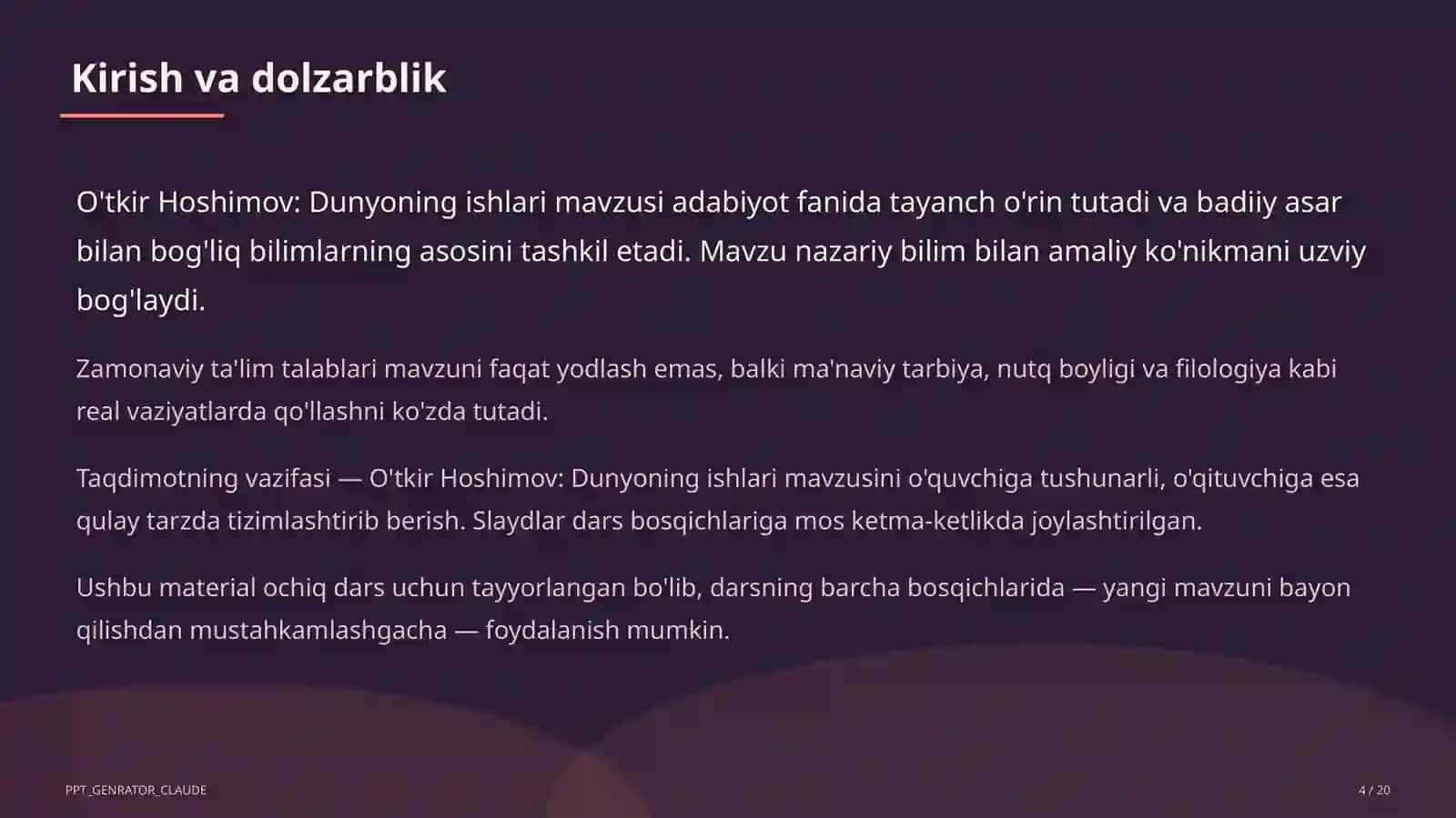 O'tkir Hoshimov: Dunyoning ishlari (7-sinf) 4