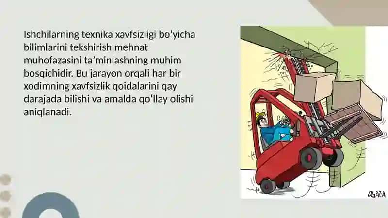 Ishchilarni texnika xavfsizligi boʻyicha bilimlarini tekshirish 4