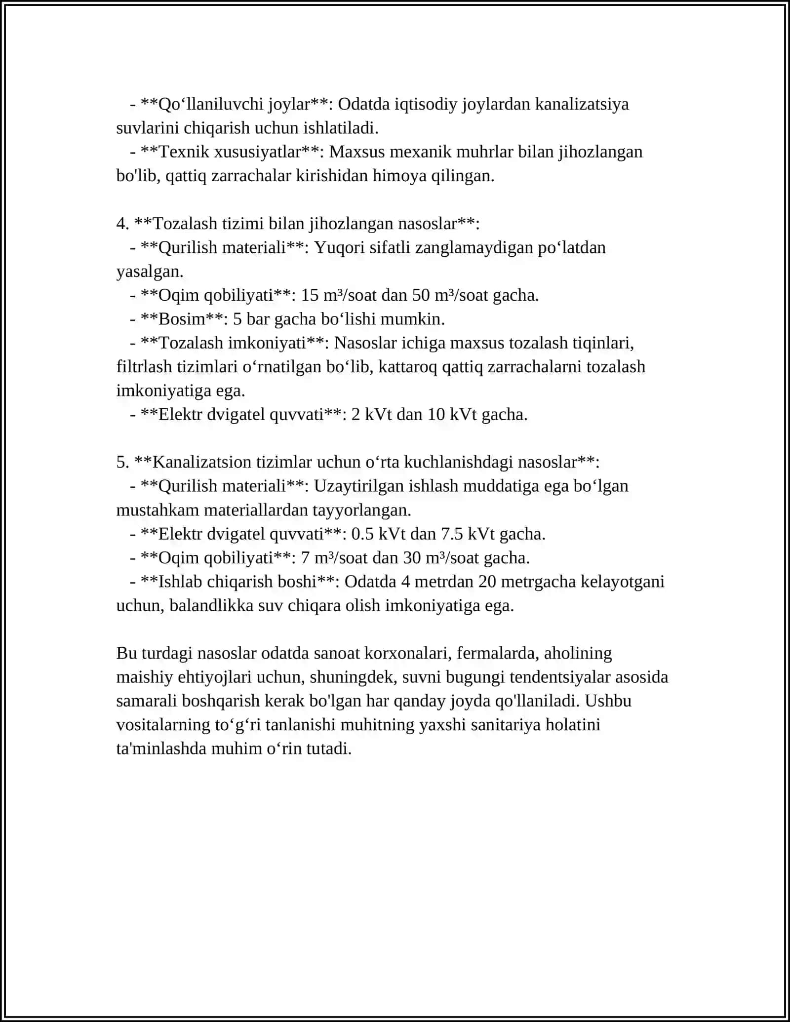 FEKAL HAMDA QUM VA LOYQA SUVLARNI HAYDOVCHI NASOSLAR 4