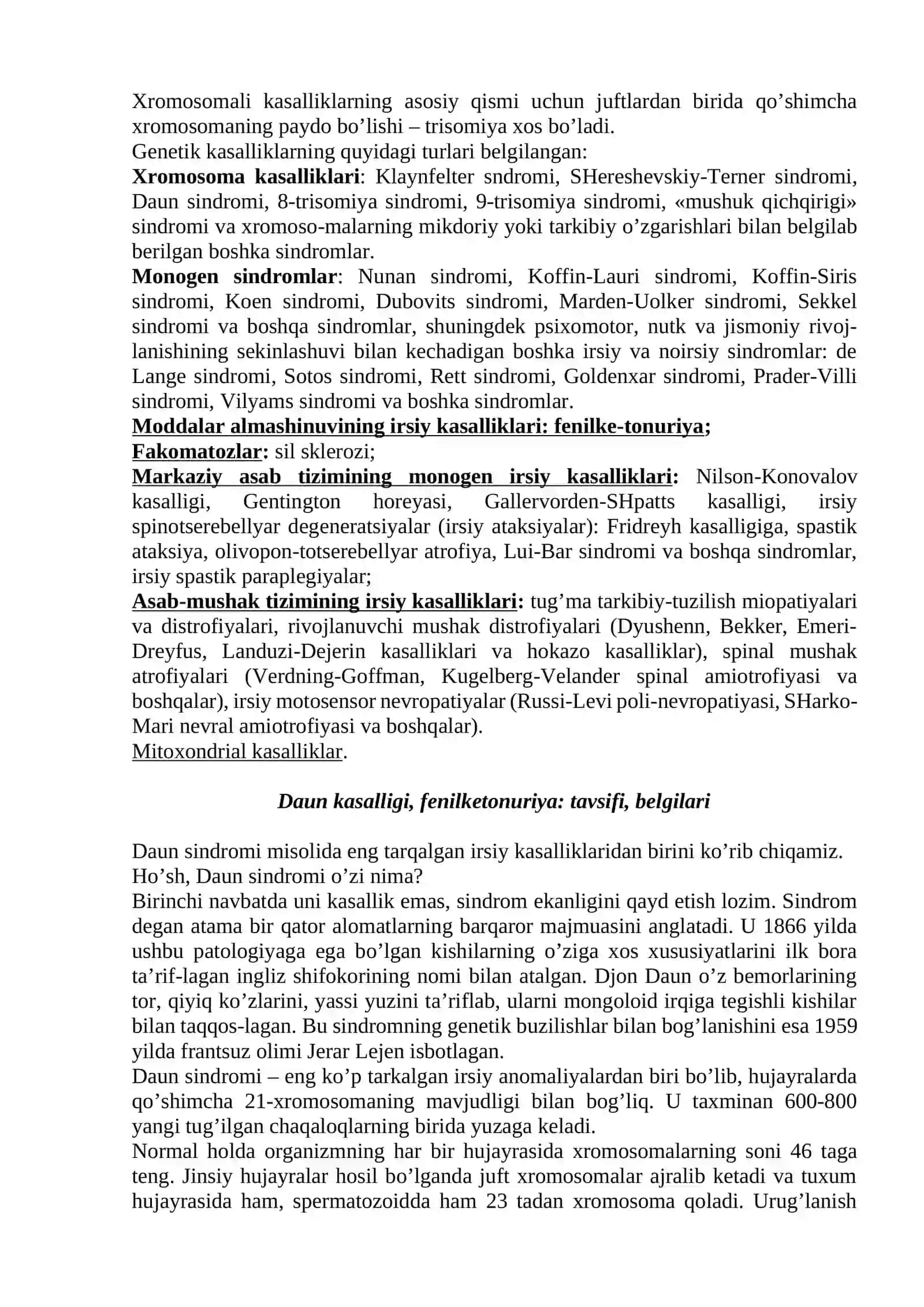 Yaqin qarindоshlar оrasidagi nikоh va nоgirоn bоla tug’ilishi va uni оldini оlish. Doun sindromi 4