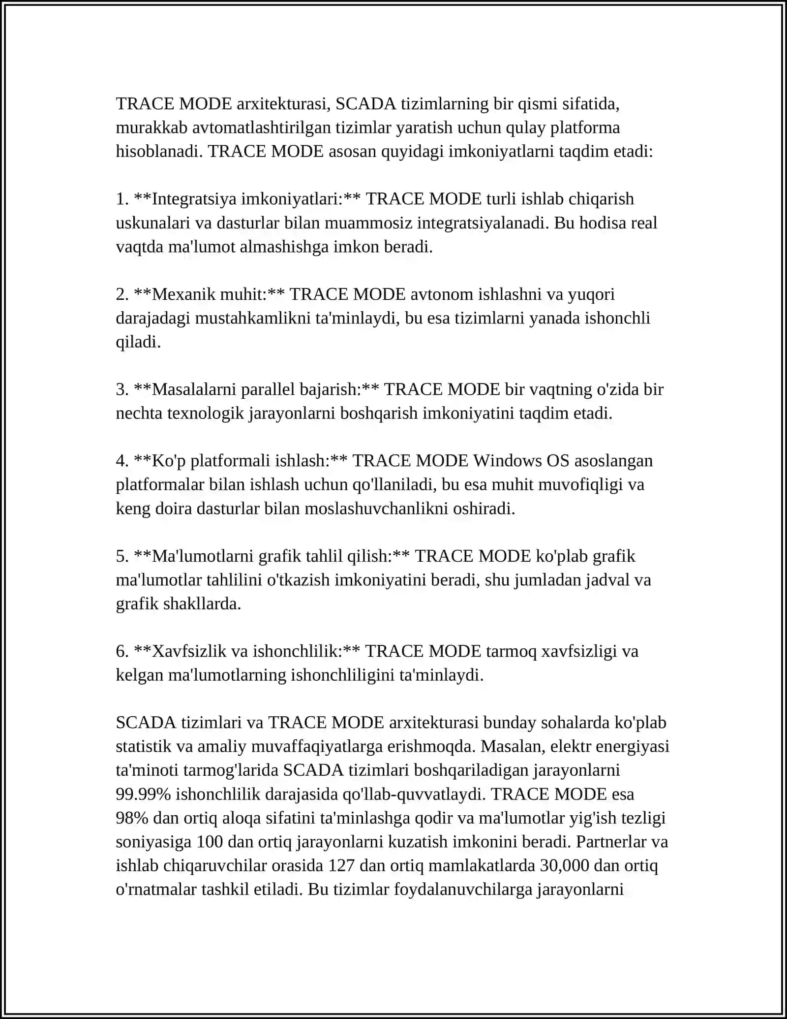 SCADA SISTEMASINING TRACE MODE DASTURIY PAKETI 4