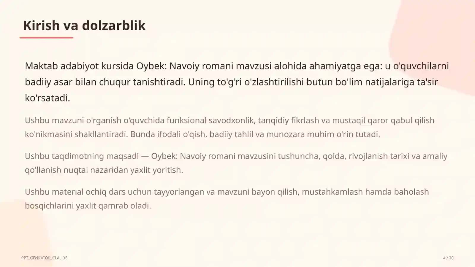 Oybek: Navoiy romani (10-sinf) 4