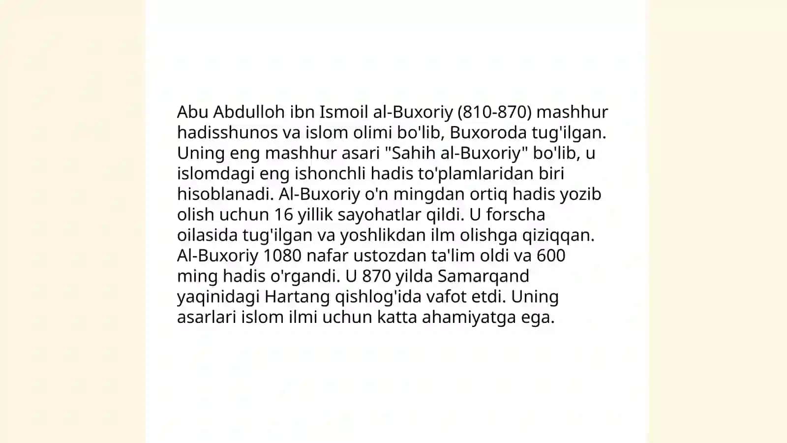 Abu Abduloh ibn Ismoil al Buxoriyning,,Al-adab al-mufrad" kitobi haqida 4