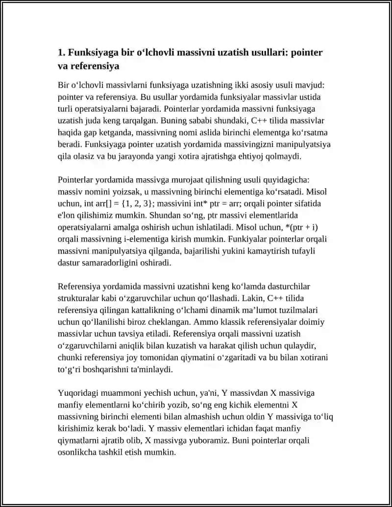 VEKTORLARNI(BIR O’LCHOVLI MASSIVLARNI) FUNKSIYA PARAMETRLARI SIFATIDA QO‘LLANILISHI 4