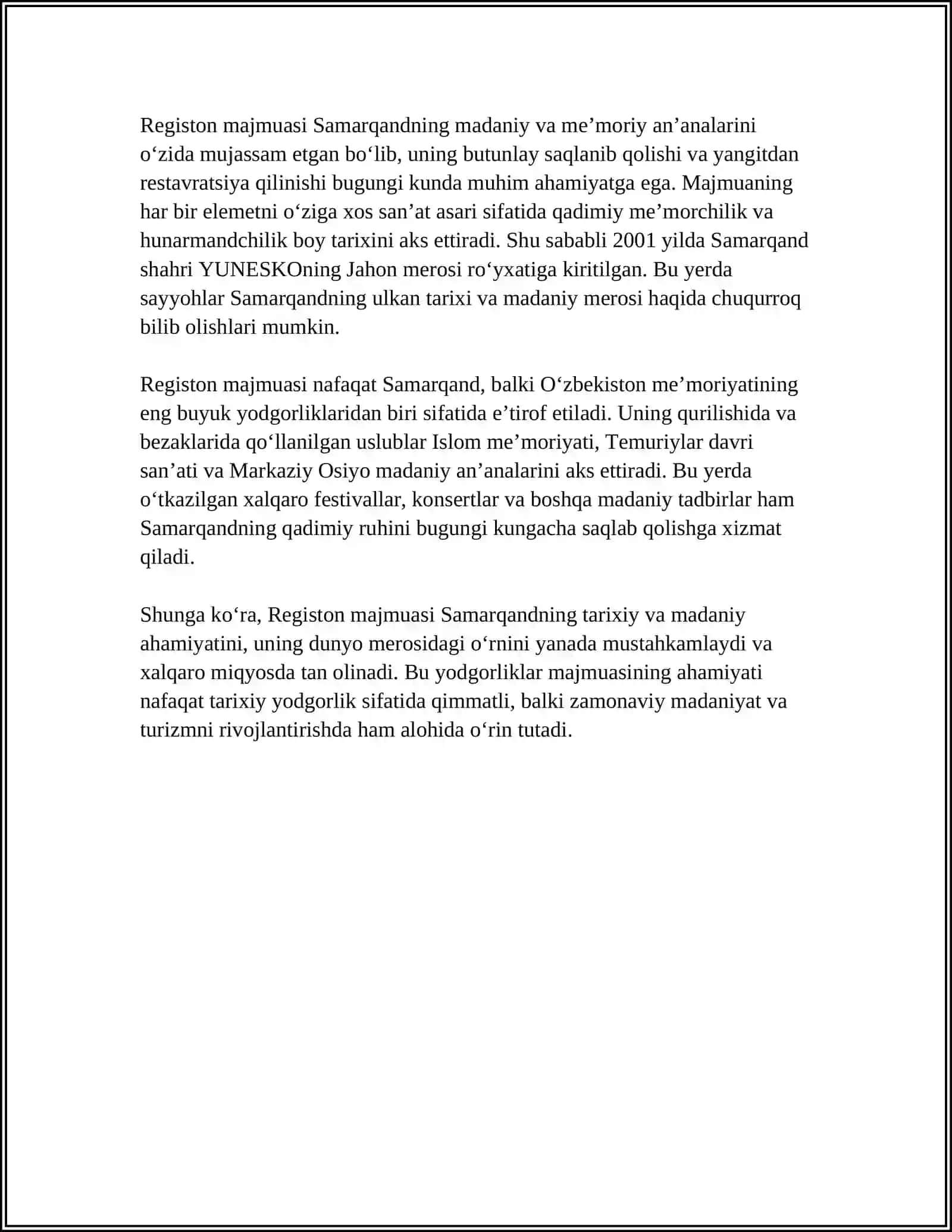 O‘ZBEKISTONNING YUNESKO RO‘YXATIDAGI TARIXIY SHAHARLARI 4