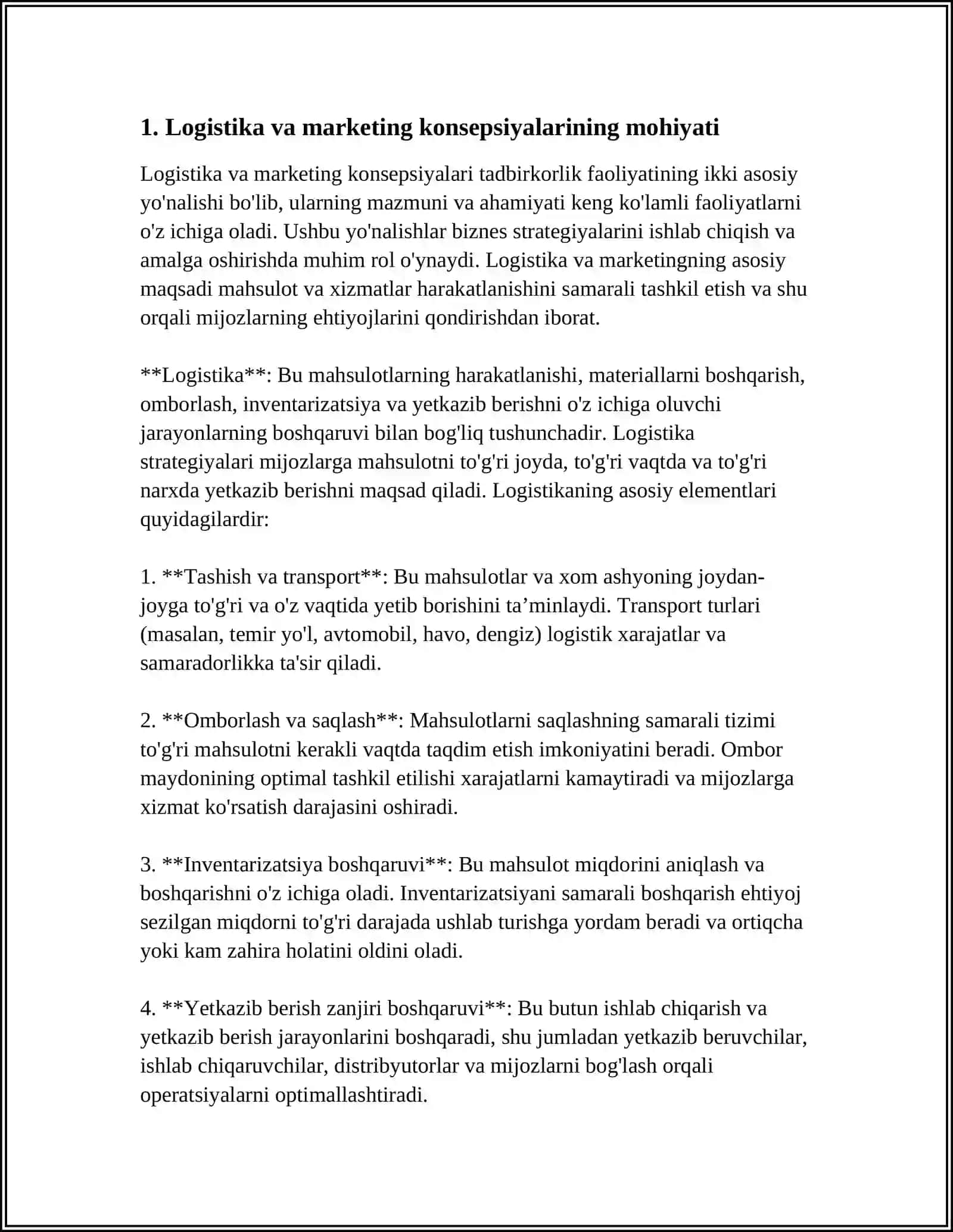 LOGISTIKA VA MARKETING KONSEPSIYALARINING MOHIYATI 4