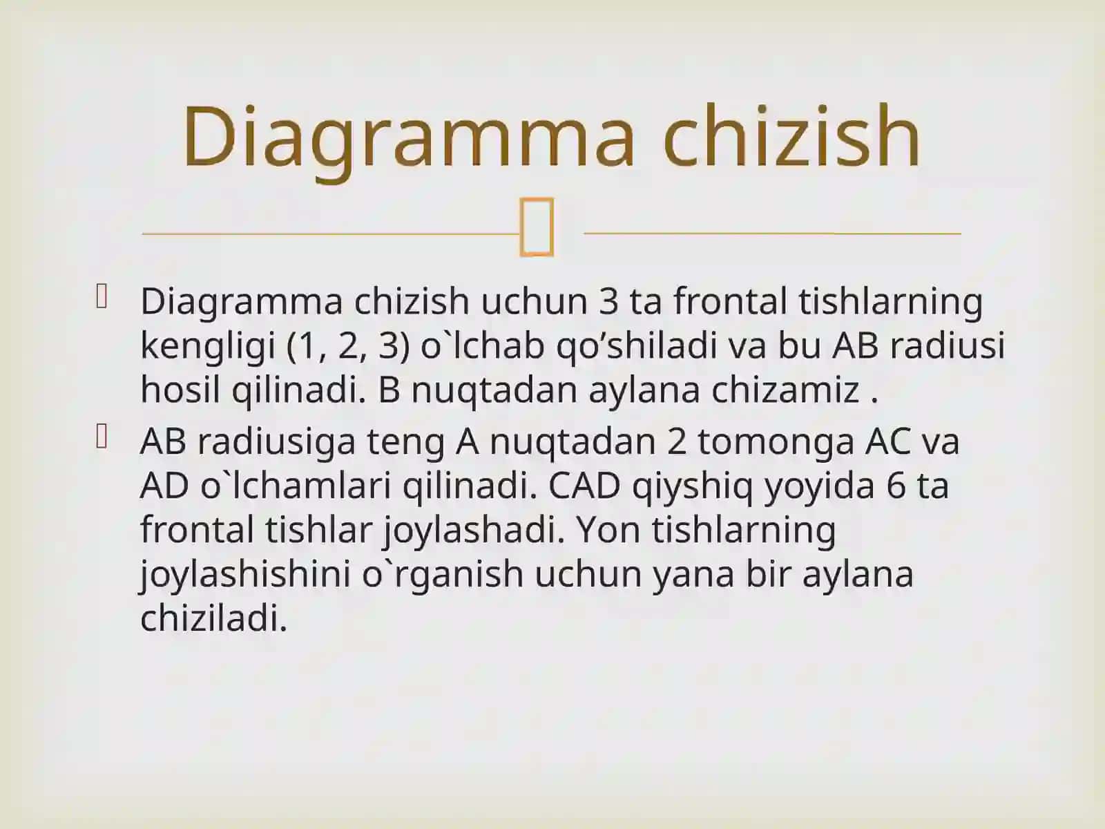Ortodontik diagnostik modellarni grafik tekshirish usuli.                          Xauley-Gerber-Gerbst diagrammasi. 4