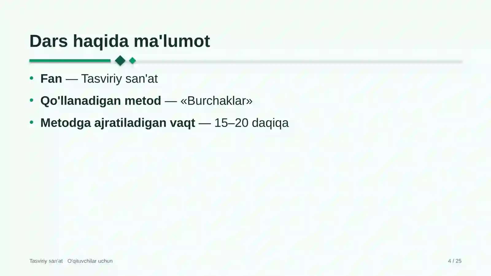tasviriy san'at darslarida burchaklar metodidan foydalanish 8785 4