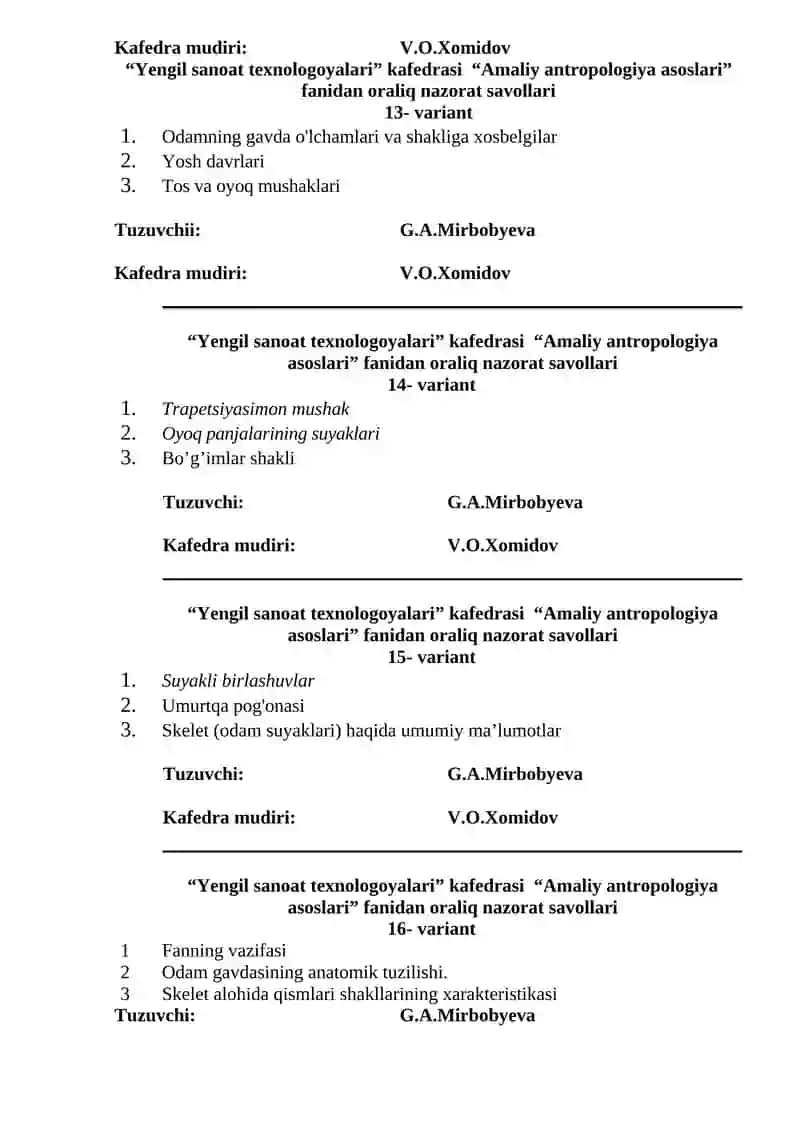 Amaliy antropologiya asoslari 4