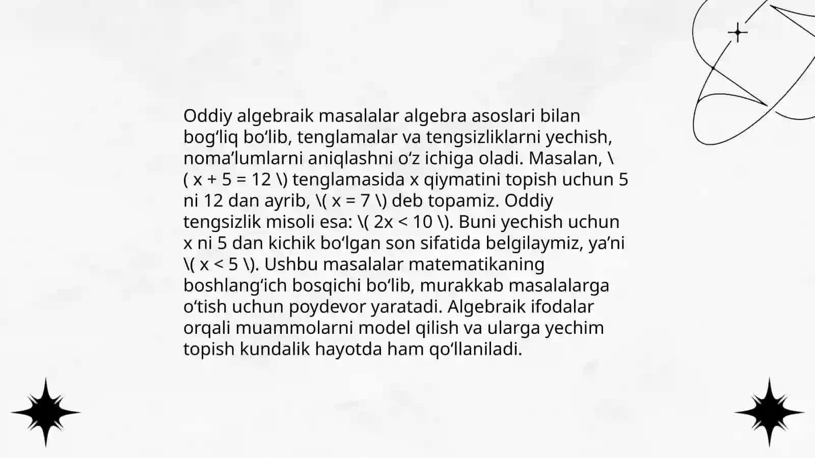 Sodda matematik tenglamalar 4