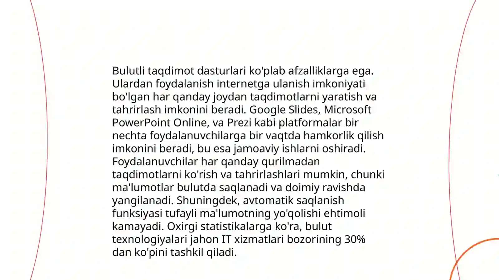 Bulutli texnologiyalar asosida ishlaydigan taqdimot dasturlari va ularda iwshlash 4