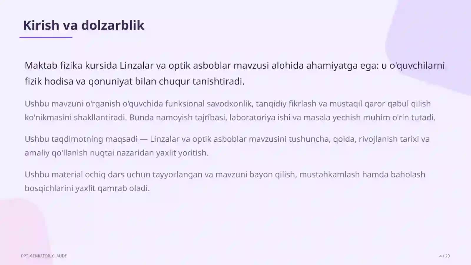 Linzalar va optik asboblar (11-sinf) 4