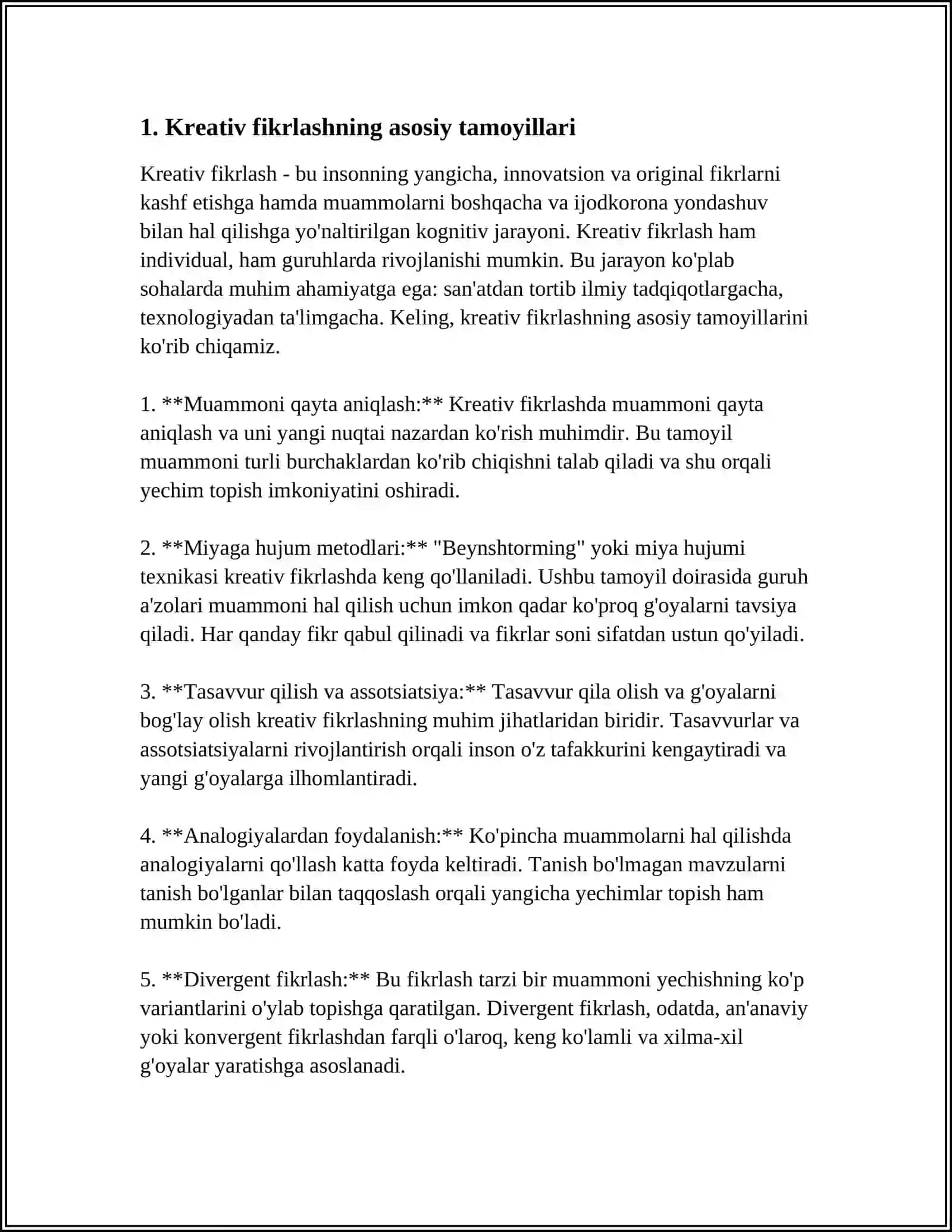 KREATIV FIKRLASHDA IJTIMOIY MUAMMOLARNI HAL QILISHGA OID TOPSHIRIQLAR BILAN ISHLASH 4