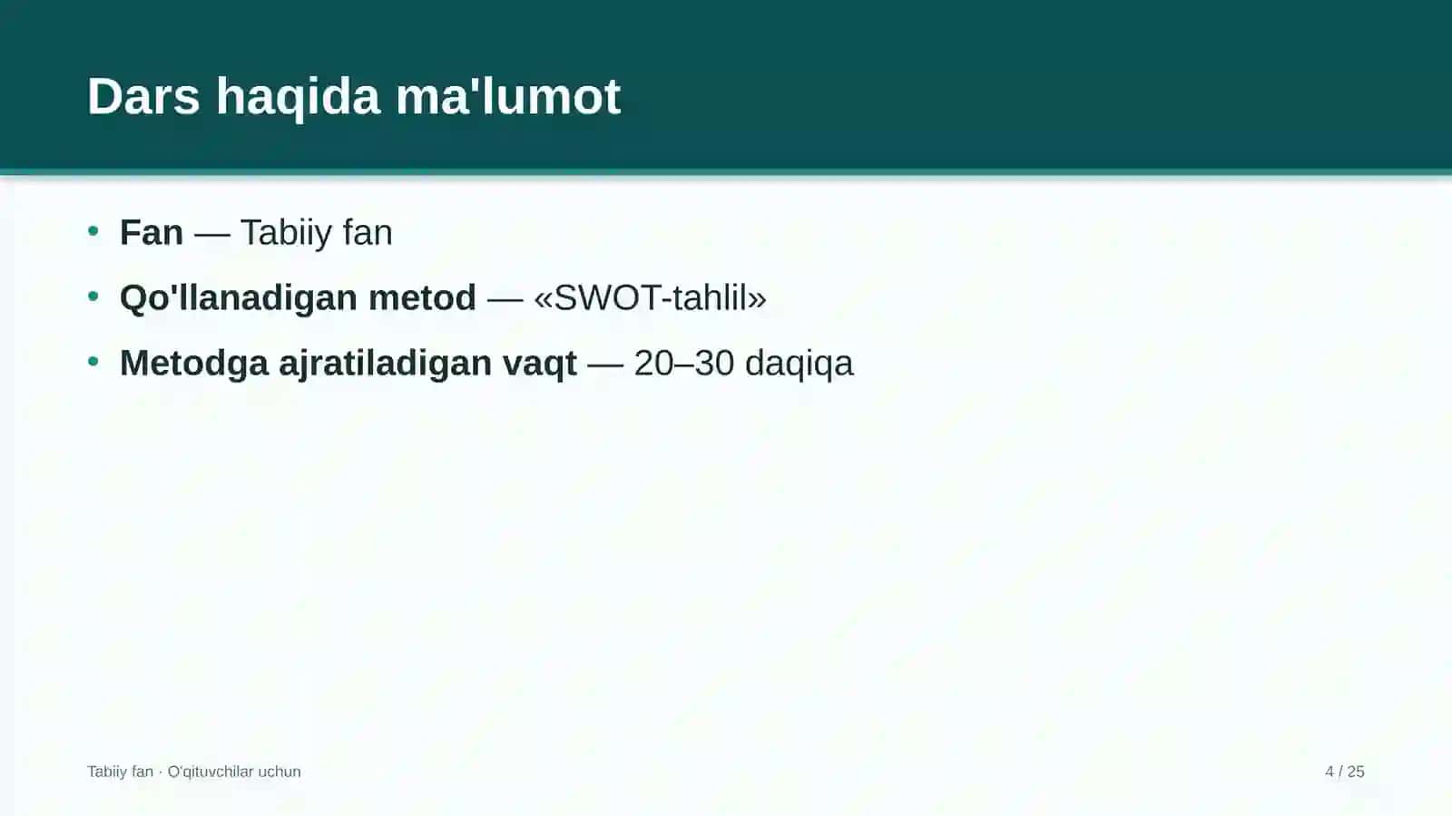 tabiiy fan darslarida swot tahlil metodidan foydalanish 7589 4