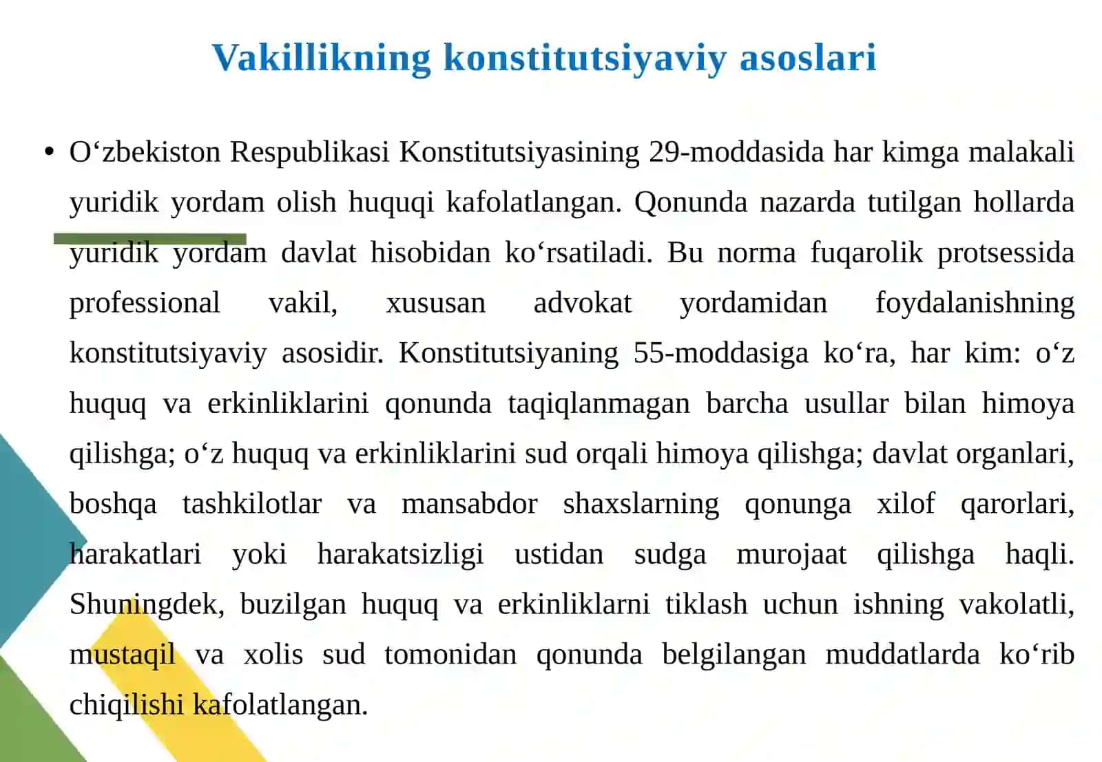 Fuqarolik protsessida sudda vakillik va vakilning vakolatlari 4