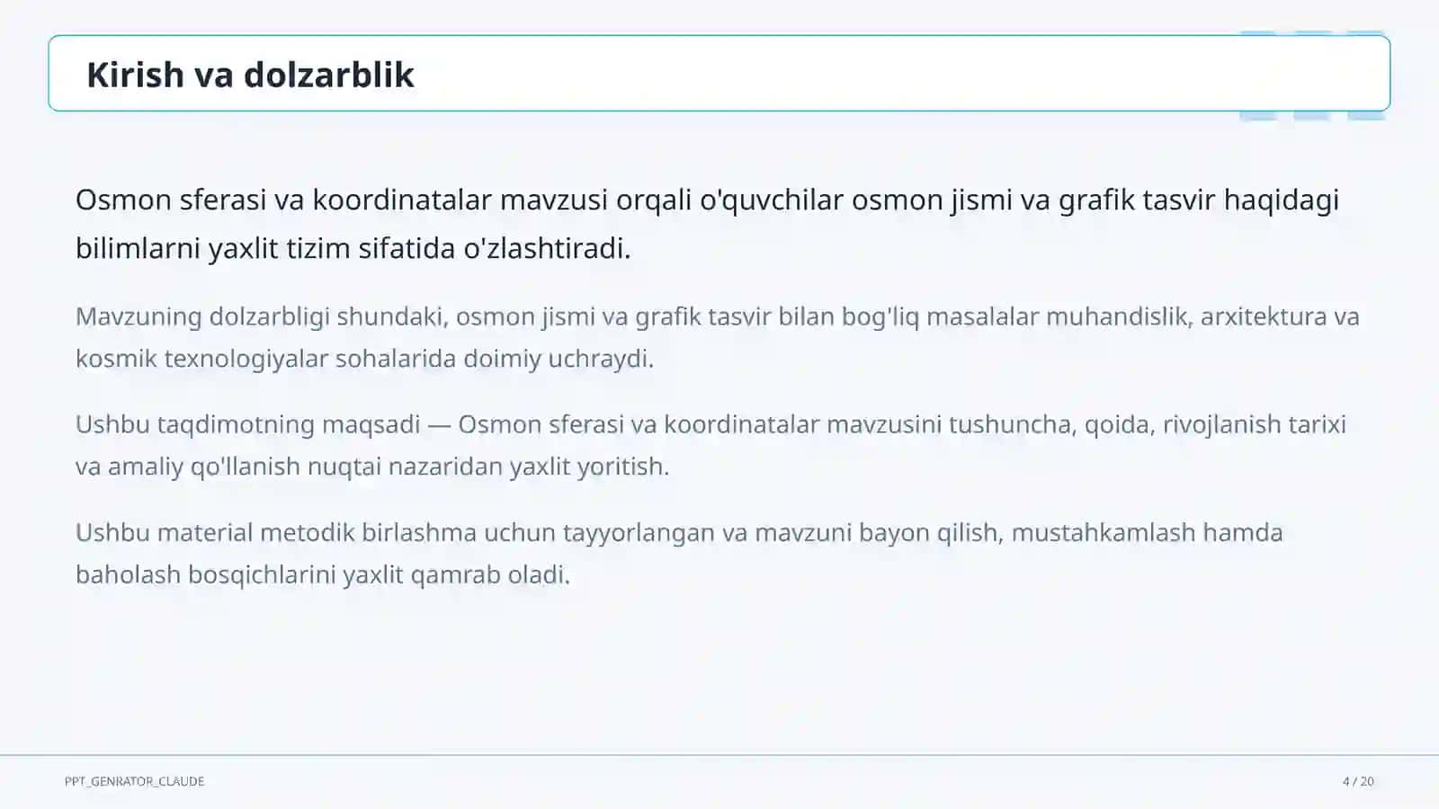 Osmon sferasi va koordinatalar (10-sinf) 4