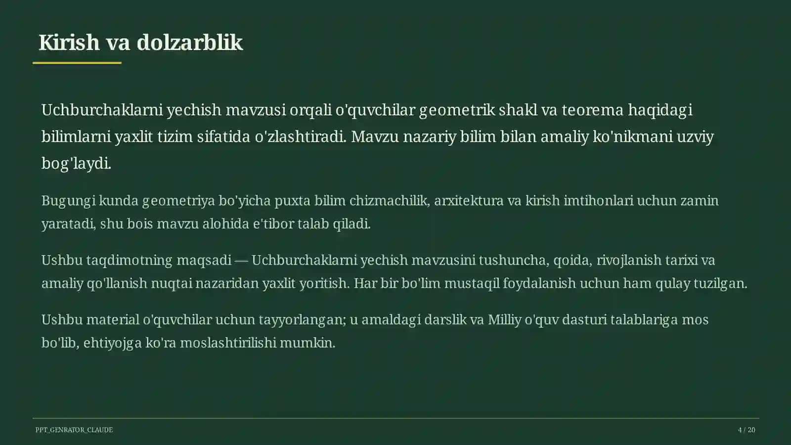 Uchburchaklarni yechish (9-sinf) 4