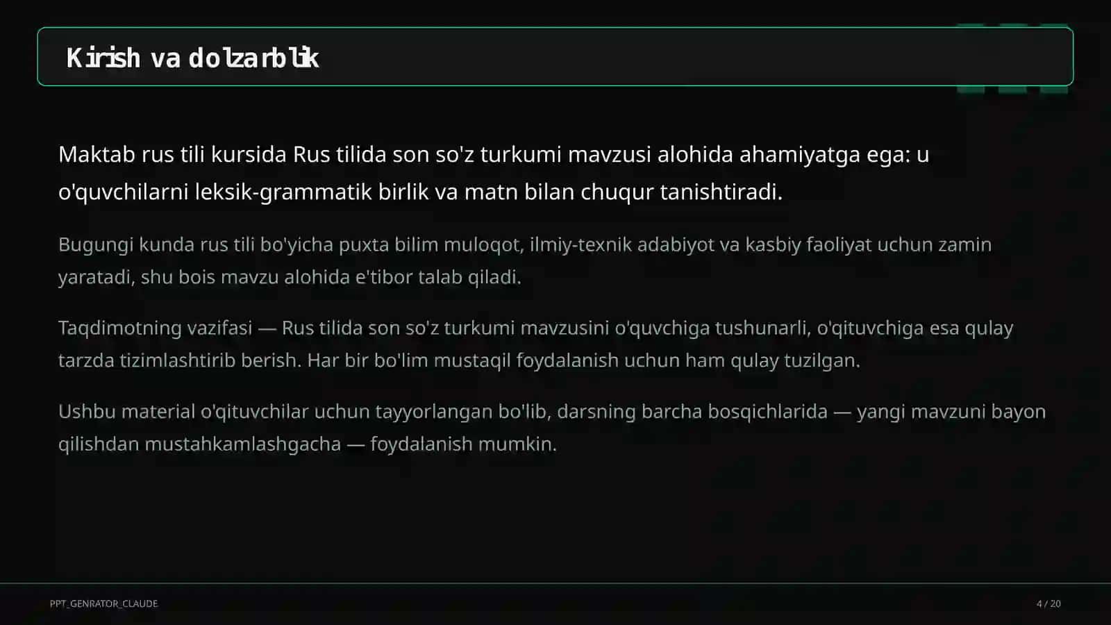 Rus tilida son so'z turkumi (6-sinf) 4