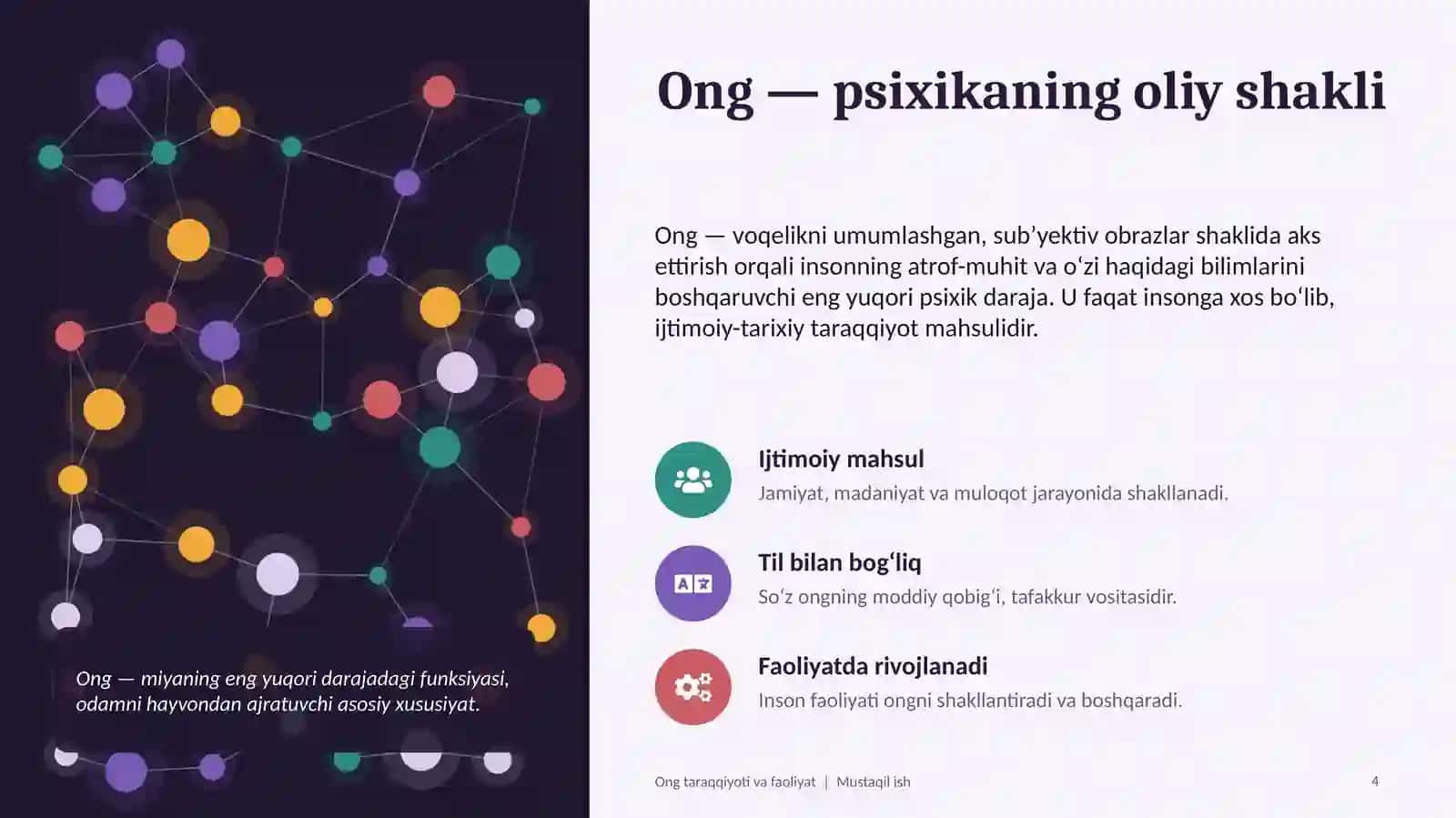 MUSTAQIL ISH · UMUMIY PSIXOLOGIYA 4