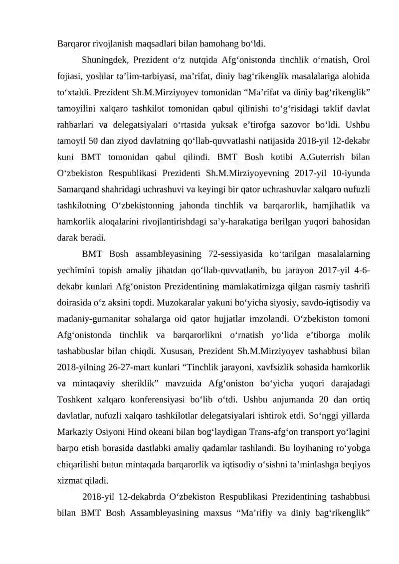 O‘zbekiston Respublikasining BMTga a’zo bo‘lishi hamda jahon hamjamiyatidagi o‘rni va nufuzining ortib borishi 4